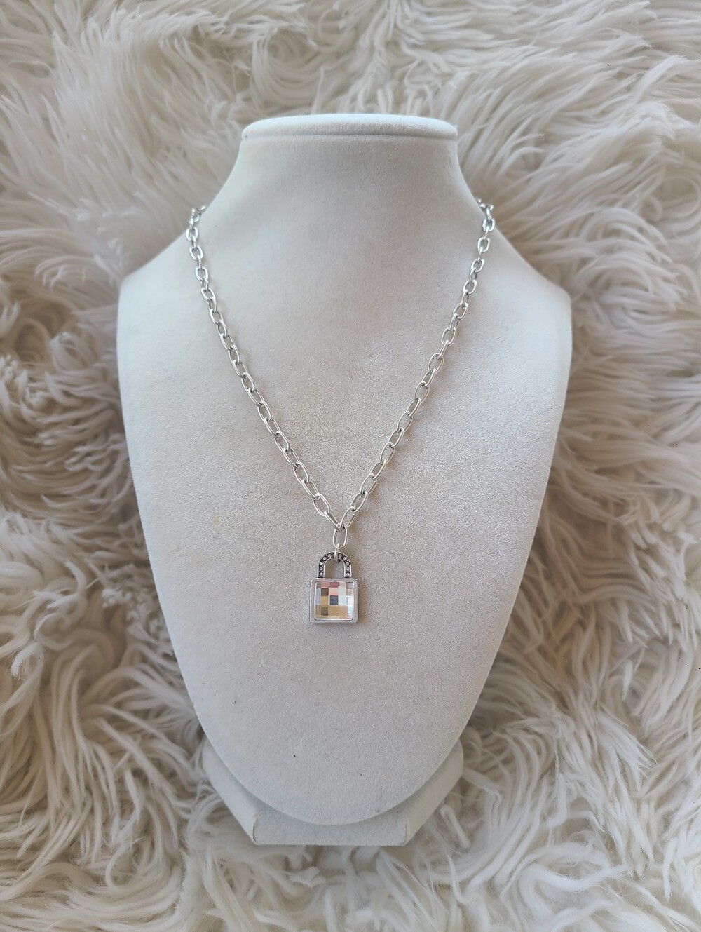 Touchstone Crystal By Swarovski Little Lock Necklace- Excellent Condition